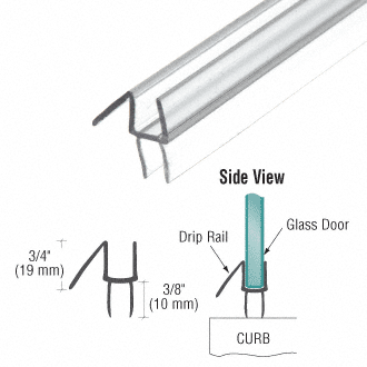 Transparente zweifach extrudierte Bodendichtung mit Abstreifer und Ablaufrinne für 9,52 mm (3/8") Glas