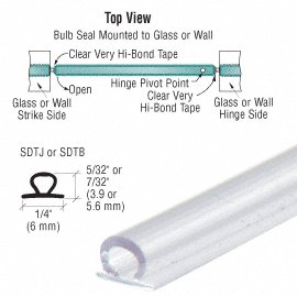 Selbstklebende, durchsichtige Vinyl-Wulstdichtung für 4 mm (5/32") Spalt, 2,49m Länge, 5er Pack