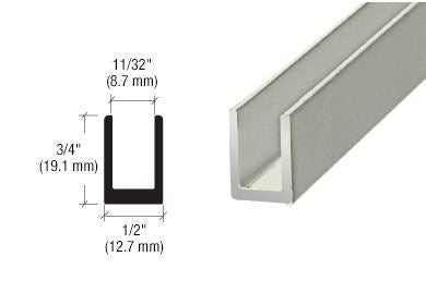 Aluminium U-Profil 19 x 13mm, für Festteile - für 6-8mm Glas, hell eloxiert, Länge 2,41 m (95")