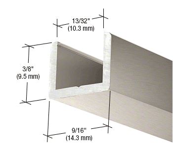 Standard Aluminium U-Profil 9,5 x 14mm, für Festteile - für 10mm Glas, in gebürsteter Edelstahloptik, Länge 2,41 m (95")
