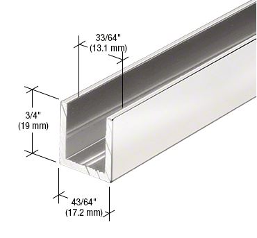 Aluminium U-Profil 19 x 17mm, für Festteile - für 12mm Glas, hochglanzeloxiert, Länge 2,41 m (95")
