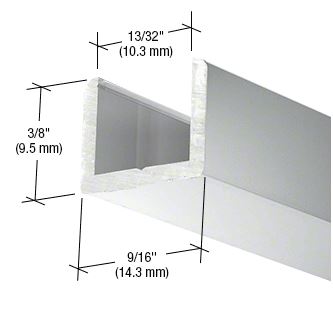 Standard Aluminium U-Profil 9,5 x 14mm, für Festteile - für 10mm Glas, hochglanzeloxiert, Länge 2,41 m (95")