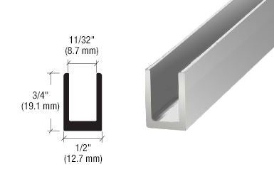 Aluminium U-Profil 19 x 13mm, für Festteile - für 6-8mm Glas, hochglanzeloxiert, Länge 2,41 m (95")