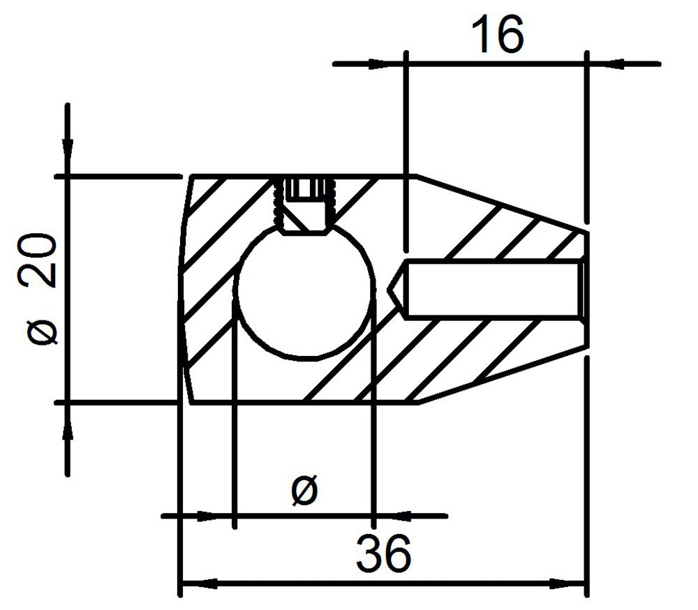 Querstabhalter mit M6 Gewinde für Stab ø 12 mm