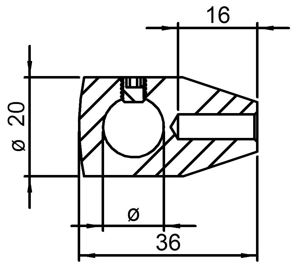 Querstabhalter mit M6 Gewinde für Stab ø 12 mm