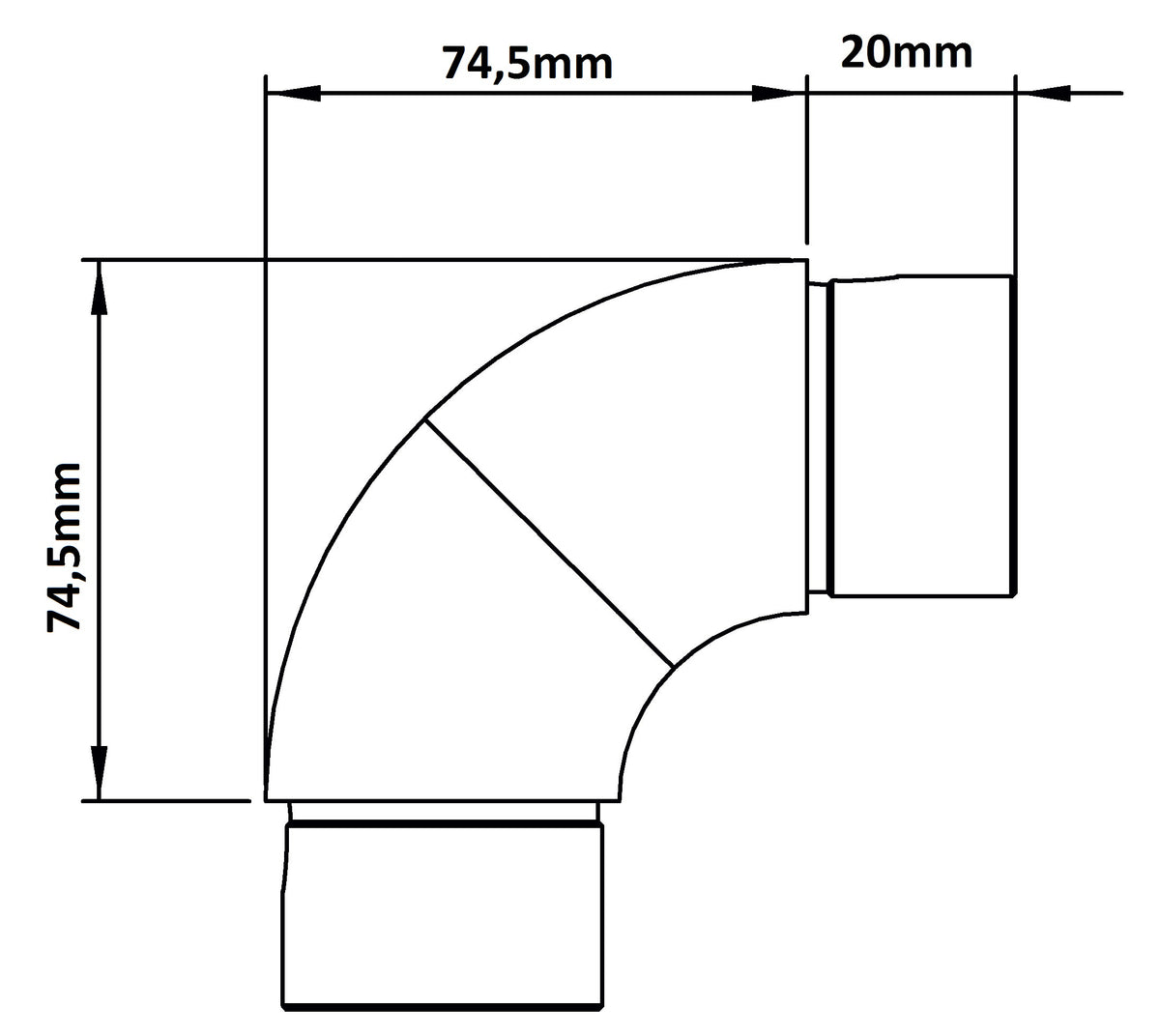 Rohrbogen 90°, stufenlos verstellbar, für Rohr 48,3 x 2,0mm