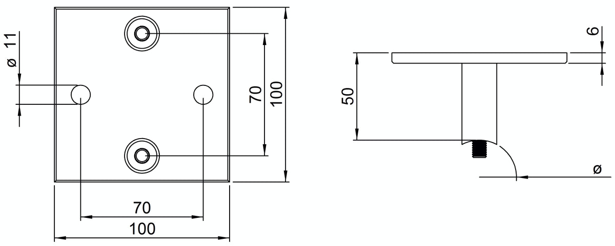 Wandbefestigung für Geländerpfosten 42,4mm