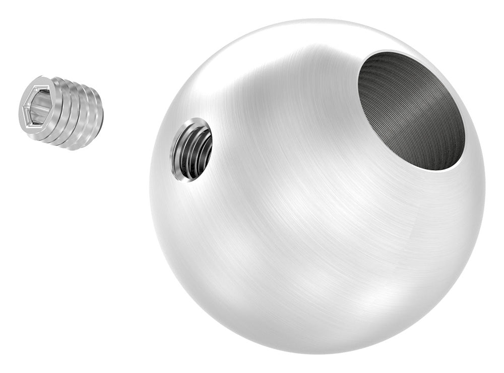 Edelstahl Kugel ø 30mm mit Durchgangsbohrung ø 12,2mm und seitlicher Madenschraube M6