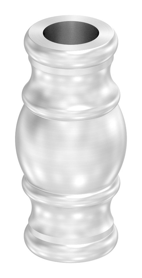 Edelstahl-Zierhülse, 52mm Höhe, 25mm Breite, mit 12,5mm Durchgangsbohrung