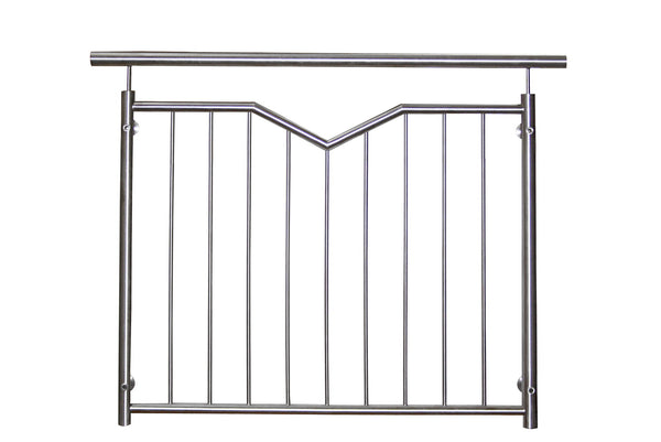 Französisches Balkongitter mit V-Ausschnitt aus V2A Edelstahl Breite 2200mm