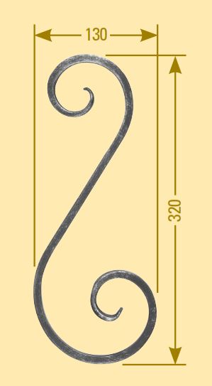 S-Schnecke 16x8mm; glatt; Höhe 320mm; Breite 130mm