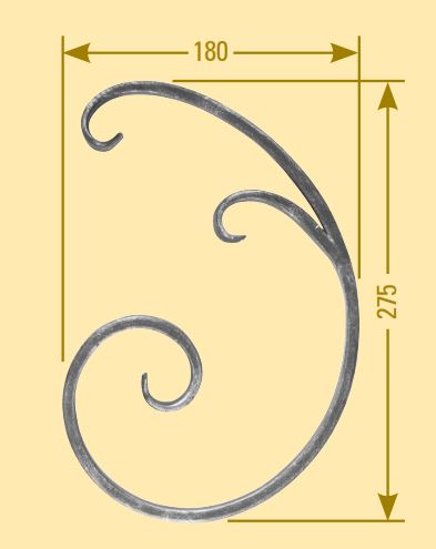 C-Schnecke 16x8mm; glatt; Höhe 275mm; Breite 180mm; einseitig