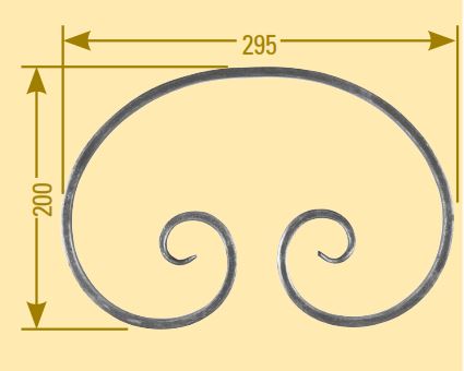C-Schnecke 16x8mm; glatt; Höhe 200mm; Breite 295mm