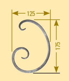 C-Schnecke 16x8mm; glatt; Höhe 175mm; Breite 125mm; einseitig