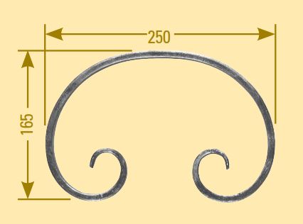 C-Schnecke 16x8mm; glatt; Höhe 165mm; Breite 250mm