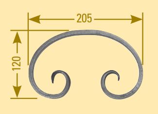C-Schnecke 16x8mm; glatt; Höhe 125mm; Breite 205mm