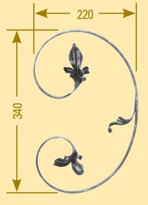 Leichtbarock Element 12x5mm; glatt; Höhe 340mm; Breite 220mm; rechts