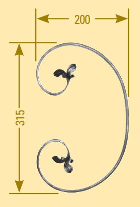 Leichtbarock Element 12x5mm; glatt; Höhe 315mm; Breite 200mm