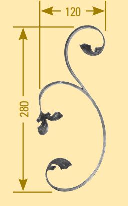 Leichtbarock Element 12x5mm; glatt; Höhe 280mm; Breite 120mm; rechts