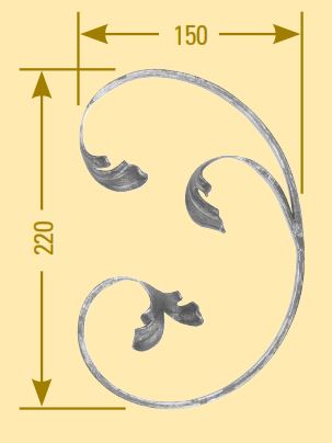 Leichtbarock Element 12x5mm; glatt; Höhe 220mm; Breite 150mm; rechts
