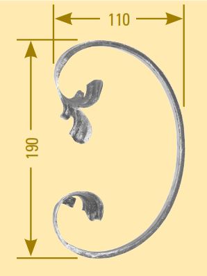 Leichtbarock Element 12x5mm; glatt; Höhe 190mm; Breite 110mm; rechts