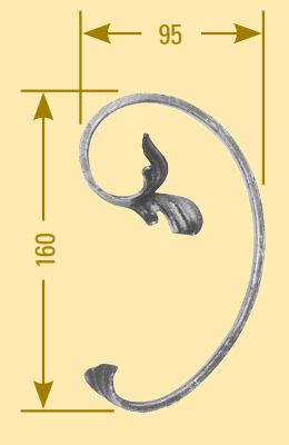 Leichtbarock Element 12x5mm; glatt; Höhe 160mm; Breite 95mm; rechts