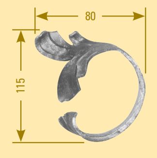Leichtbarock Ansatz 12x5mm; glatt; Höhe 115mm; Breite 80mm; rechts
