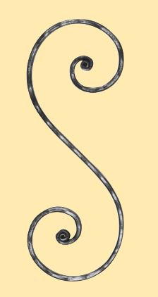 Meisterbarock S-Schnörkel 16x8mm; gehämmert; Höhe 390mm; Breite 140mm; rechts