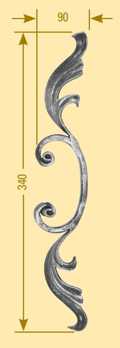 Meisterbarock Schnörkel 16x8mm; gehämmert; mit Blatt;
