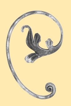 Meisterbarock C-Schnörkel 16x8mm; gehämmert; mit Blatt; Höhe 200mm; Breite 130mm; rechts