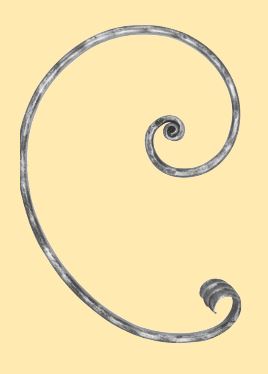 Meisterbarock C-Schnörkel 16x8mm; gehämmert; Höhe 285mm; Breite 205mm; rechts
