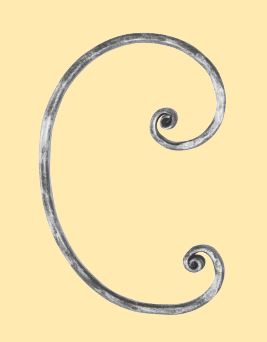 Meisterbarock C-Schnörkel 16x8mm; gehämmert; Höhe 215mm; Breite 145mm; rechts