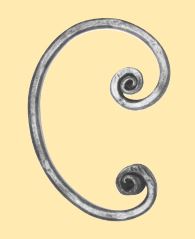 Meisterbarock C-Schnörkel 16x8mm; gehämmert; Höhe 145mm; Breite 105mm; rechts
