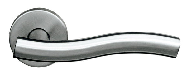 Türdrücker Paar mit Drückerrosette "Welle" aus Edelstahl 1.4301, inkl. 8 mm Drückerstift