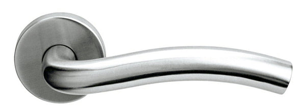 Türdrücker Paar mit Drückerrosette "Welle 90" aus Edelstahl 1.4301, inkl. 8 mm Drückerstift