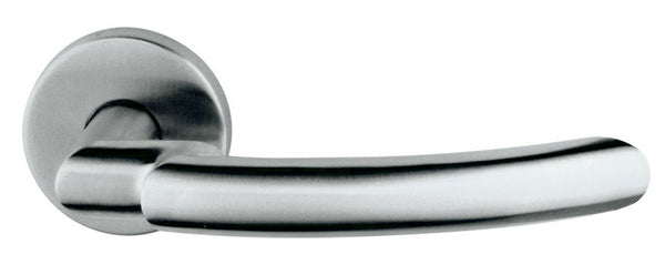 Türdrücker Paar mit Drückerrosette "Stufe" aus Edelstahl 1.4301, inkl. 8 mm Drückerstift