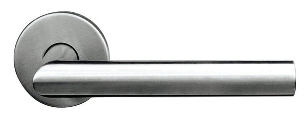 Türdrücker Paar mit Drückerrosette "L-45" aus Edelstahl 1.4301, inkl. 8 mm Drückerstift