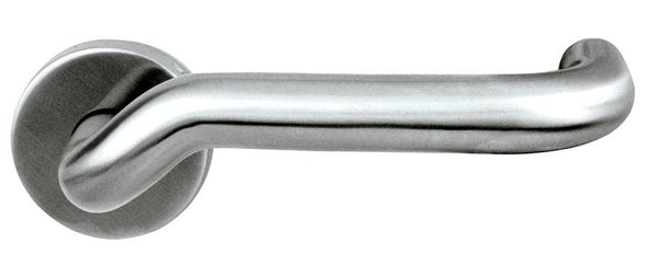 Türdrücker Paar mit Drückerrosette "L abgewinkelt" aus Edelstahl 1.4301, inkl. 8 mm Drückerstift
