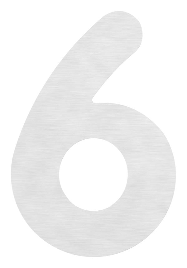 Hausnummer groß, Ziffer "6", aus Edelstahl