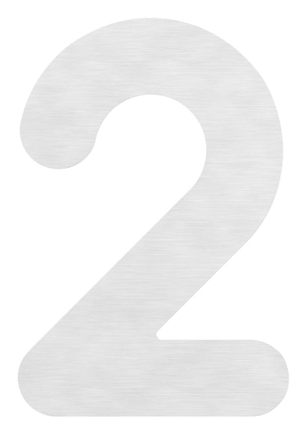 Hausnummer groß, Ziffer "2", aus Edelstahl