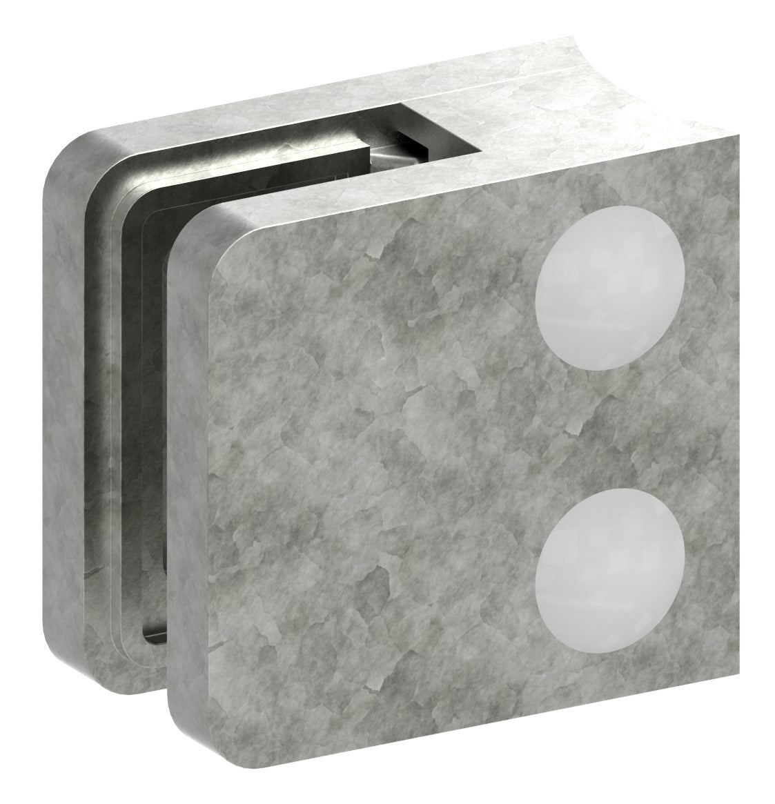 Glasklemme Modell 11, Anschluss für ø 60,3mm Rohr, Zinkdruckguss roh für 2,00mm Glas