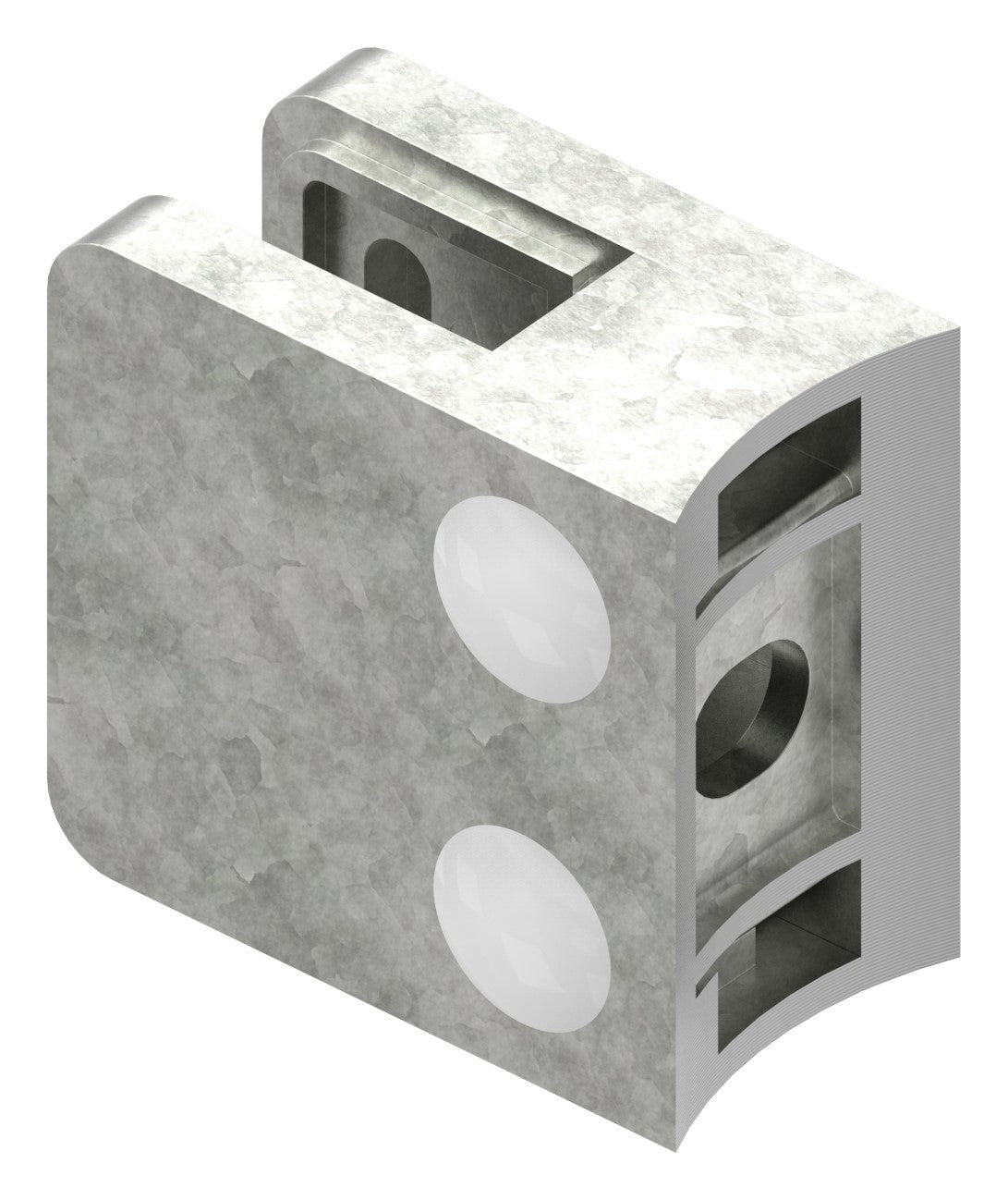 Glasklemme Modell 11, Anschluss für ø 60,3mm Rohr, Zinkdruckguss roh für 2,00mm Glas