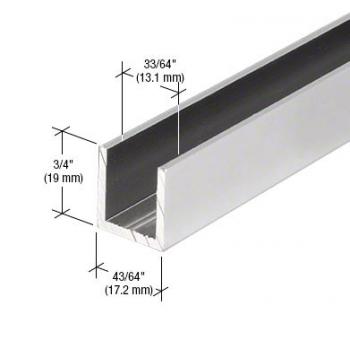 Aluminium U-Profil 19 x 17mm, für Festteile - für 12mm Glas, matt eloxiert, Länge 2,41 m (95