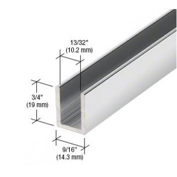 Tiefes Aluminium U-Profil 19 x 14mm, für Festteile - für 10mm Glas, hochglanzeloxiert, Länge 2,41 m (95