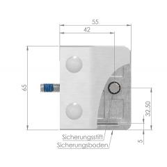 Glasklemme Modell 35, mit AbZ, Anschluss für ø 42,4mm Rohr, Zinkdruckguss Edelstahleffekt, für 17,52mm Glas