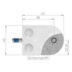 Glasklemme Modell 12, flacher Anschluss, Zinkdruckguss roh für 6,00mm Glas