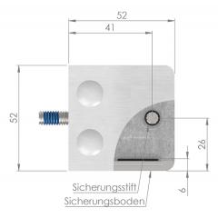 Glasklemme Modell 14, flacher Anschluss, Zinkdruckguss Edelstahleffekt für 8,00mm Glas