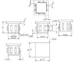 Stahleinschlagstopfen für Quadrat- oder Rechteckrohr  40 x 40mm, mit Wandstärke 2,0-3,0mm, flach