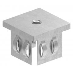 Stahleinschlagstopfen für Quadratrohr  40 x 40mm, mit Wandstärke 2,0-3,0mm, flach, mit Gewinde M8 für Quadratrohr