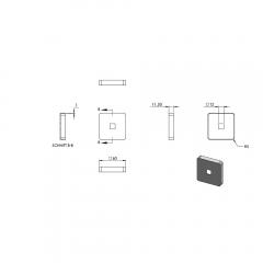 Handlaufhalter zur Wandbefestigung inkl. Cliprosette 60 x 60 x 11,5mm, für Rohr ø 42,4mm